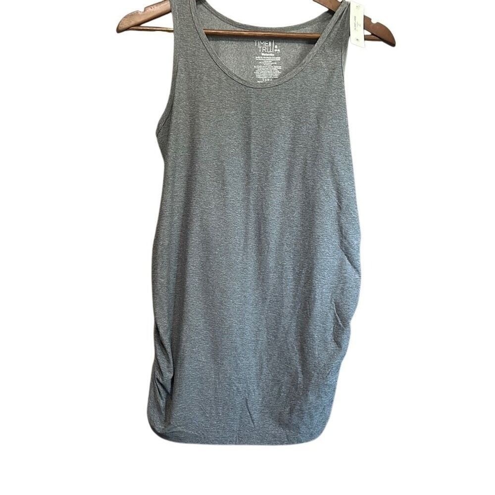 Time and Tru Maternity Tank Top Ruched Sleeveless Gray Heather Small